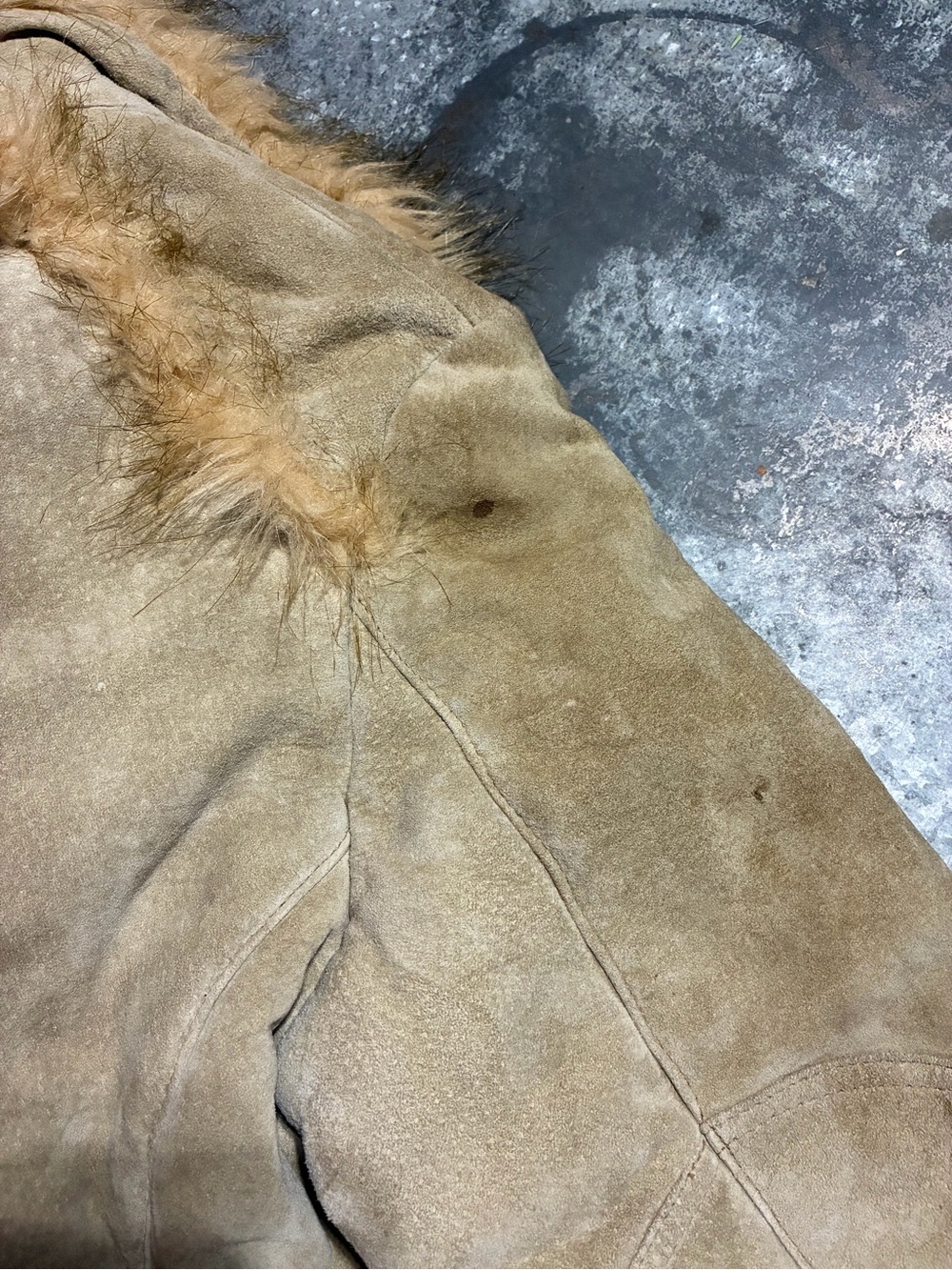 Vintage Y2K XOXO Genuine Suede Faux Fur Trim Jacket Coat Women’s Large - Picture 4 of 4